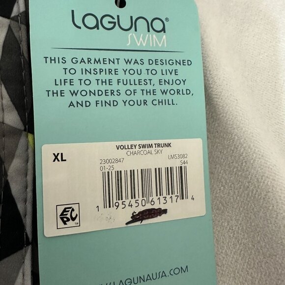 Laguna Swim Mens XL Volley Swim Trunks Geometric Print Drawstring Waist - Picture 6 of 13